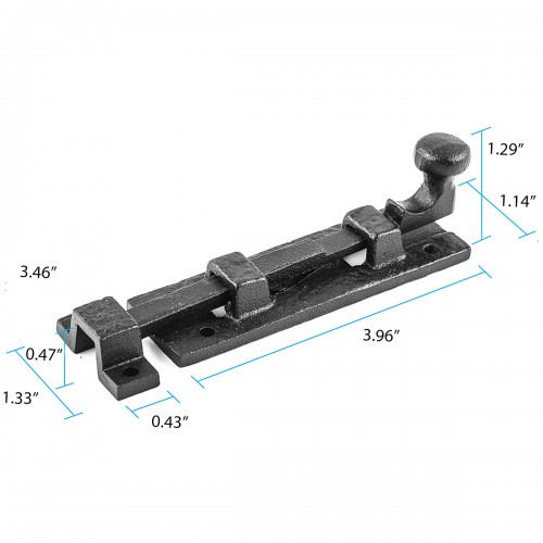 Cabinet Slide Bolt Latch 4" Wrought Iron Door Slide Bolt Latch image-13