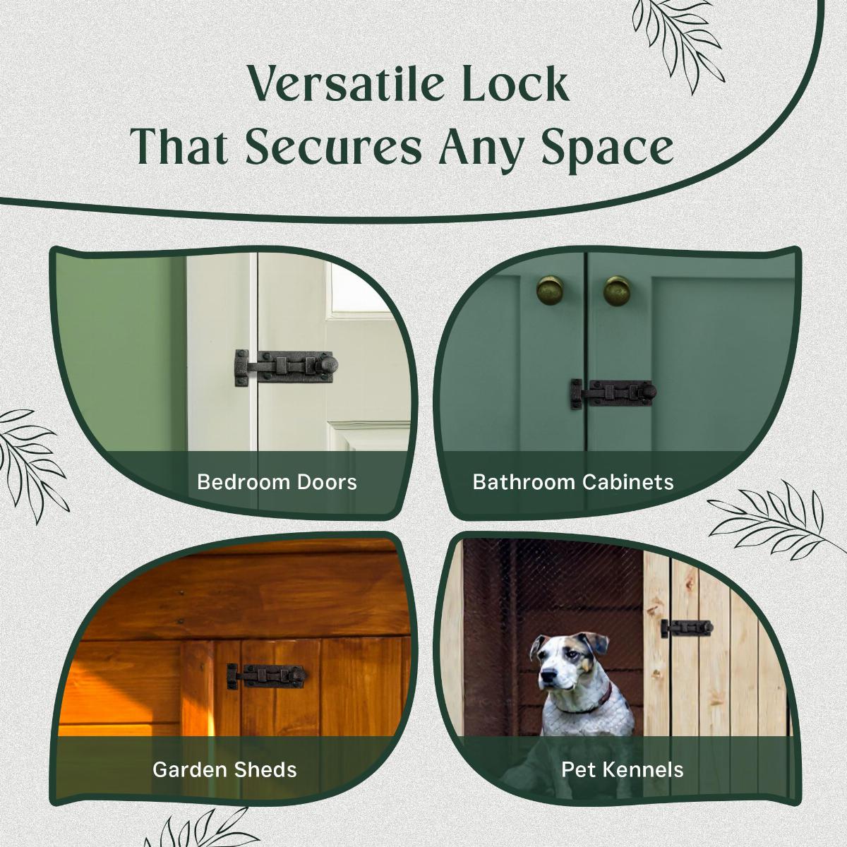 Wrought Iron Slide Bolt - 3.5" Wide - Black - Rustproof Finish image-5