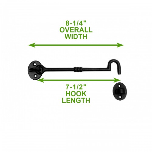 Wrought Iron Cabin Hook - Black - 7" Wide image-8