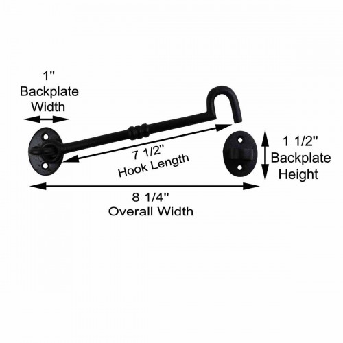 Wrought Iron Cabin Hook - Black - 7" Wide image-11