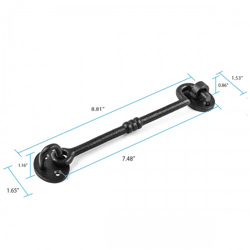 Wrought Iron Cabin Hook - Black - 7" Wide image-12