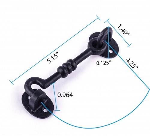 Gate Latch Lock 5" Wrought Iron Hook and Eye Door Lock Latch image-16
