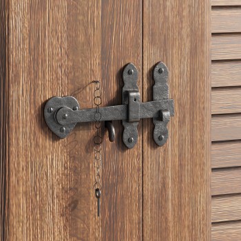 Bathroom Door Lock Latch 8" Black Lock Heart Thumb Gate Latch 