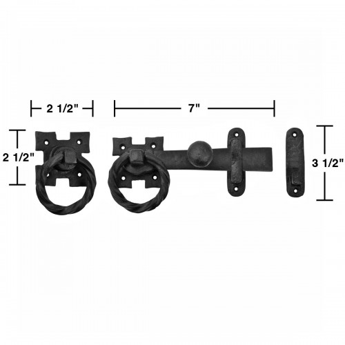 Black Door Lock Latch 7" Wrought Iron Gate Latch Ring Pull image-13