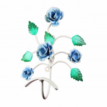 Flower Hook Wrought Iron Multi Colored 9" H X 7 1/2" W 