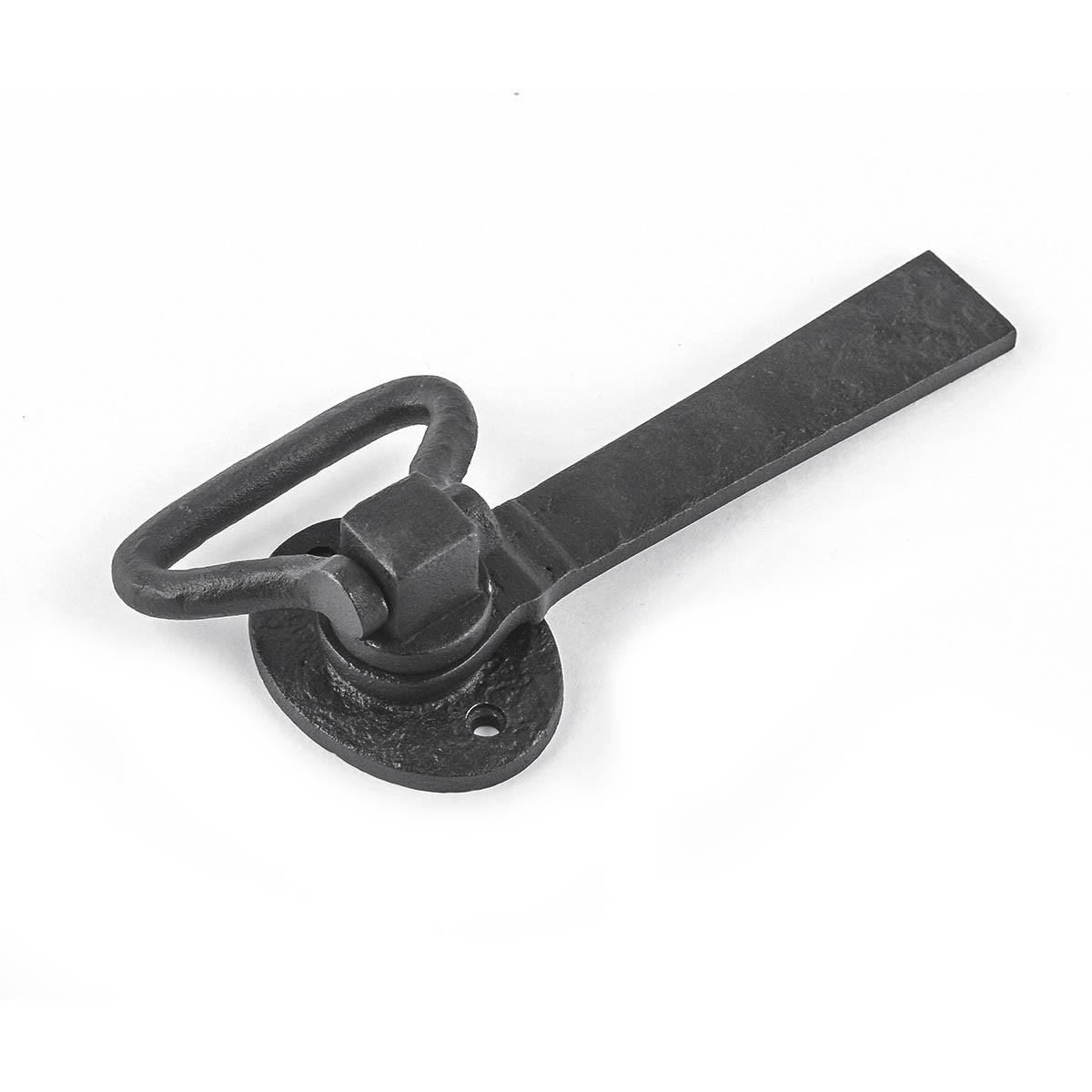 thumbnail image 2 of Renovators Supply Wrought Iron Gate Ring Latch – 6.5" Black, Antique Textured Finish 2 of 2