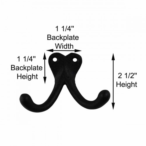 Double Wall Hook Black Cast Iron Hat and Coat Hook image-8