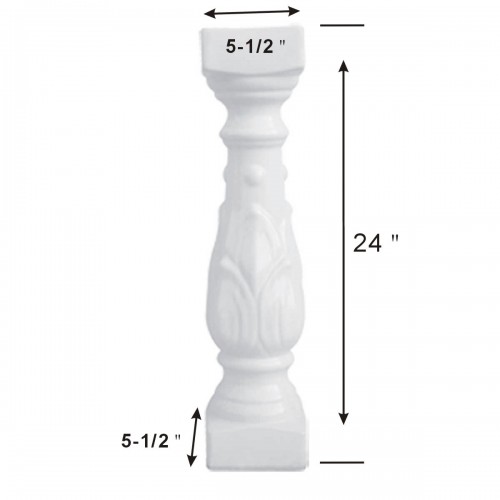 Balustrade Part White Ceramic Baluster 24" High image-3