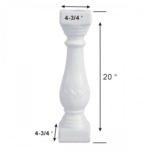 Balustrade Part White Ceramic Baluster 20" High image-3