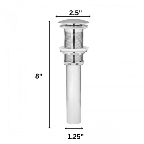 Chrome Plated Solid Brass Pop-Up Sink Drain without Overflow for Bathroom Vessel Sinks image-9