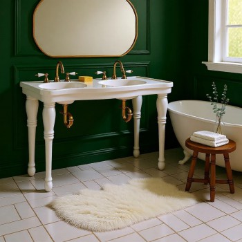 Console Sink White Porcelain Double Console Sink Belle Epoque 8" 