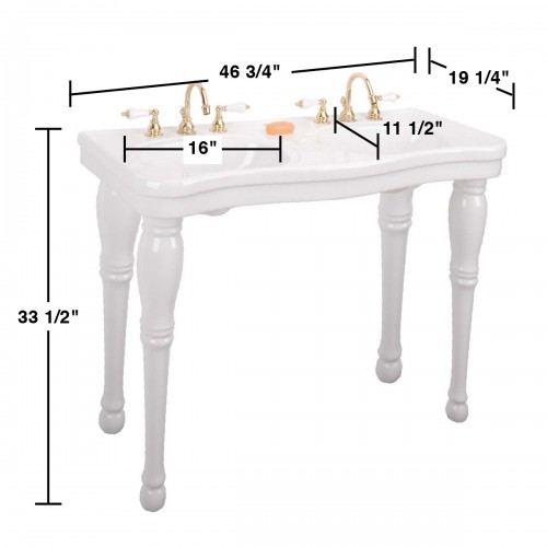 Console Sink White Porcelain Double Console Sink Belle Epoque 8" image-4