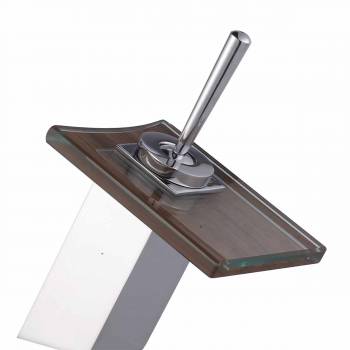 Waterfall Faucet Cast Heavy Chrome Square Glass Plate Short 