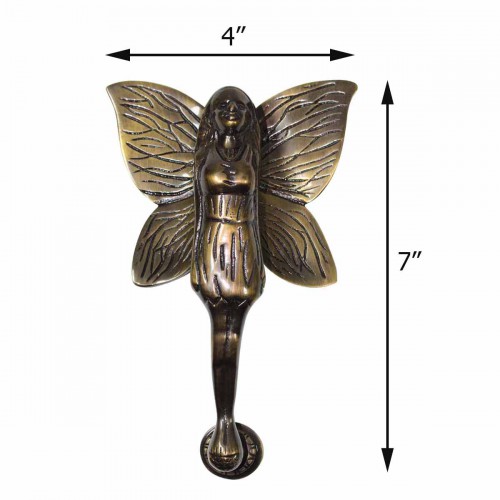 Flower Fairy Antique Brass Door Knocker with Mounting Hardware image-13