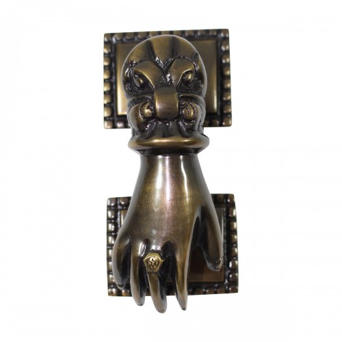 Brass Polished Victorian Woman Hand Shaped Front Door Knocker image-2