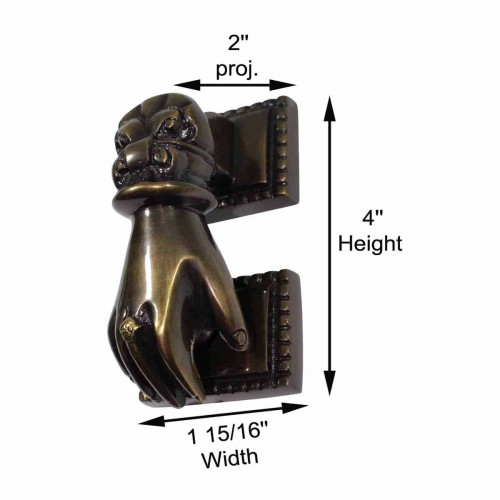 Brass Polished Victorian Woman Hand Shaped Front Door Knocker image-16