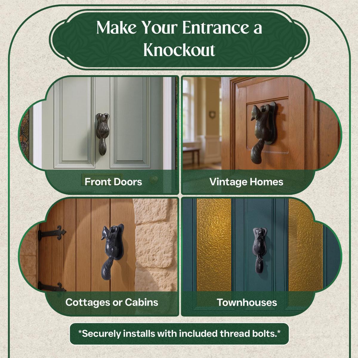 Black Cast Iron Squirrel Shaped Vintage Front Door Knocker image-7