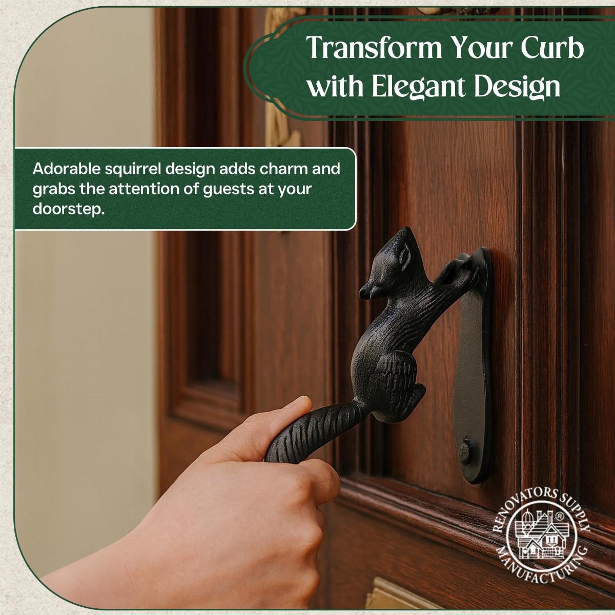 Black Cast Iron Squirrel Shaped Vintage Front Door Knocker image-6