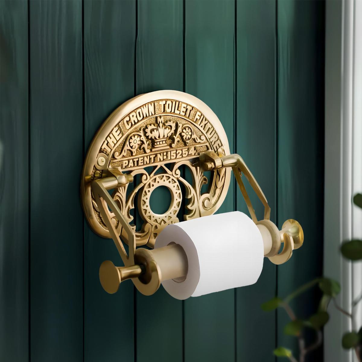 Brass Toilet Paper Holder, 'The Crown', Polished Brass Finish image-7