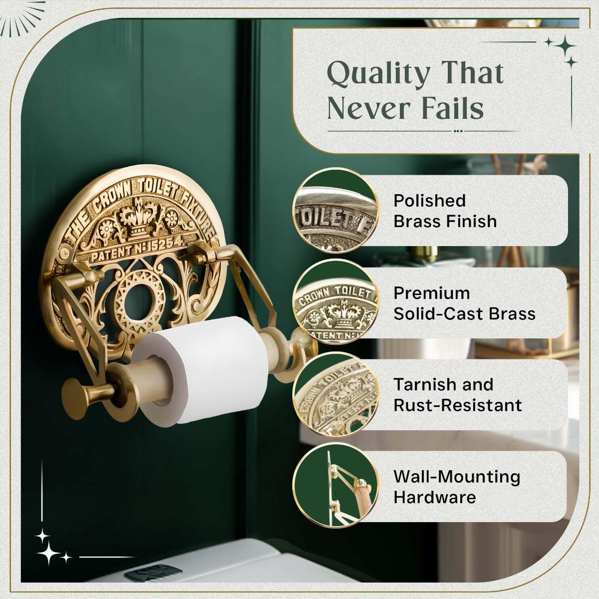 Brass Toilet Paper Holder, 'The Crown', Polished Brass Finish image-2