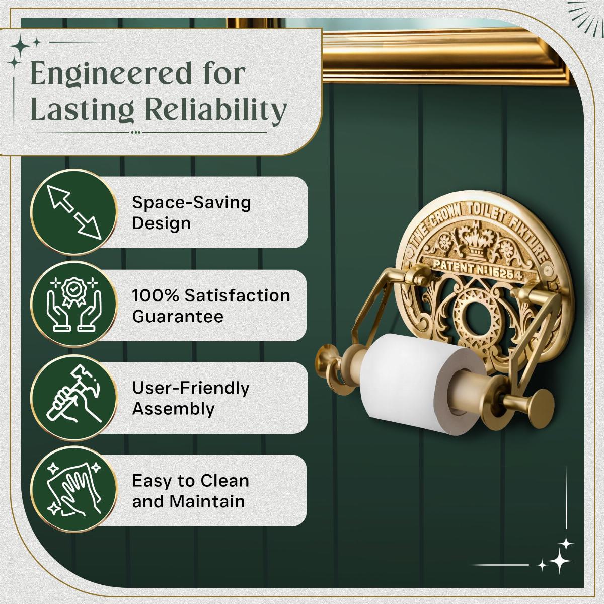 Brass Toilet Paper Holder, 'The Crown', Polished Brass Finish image-4