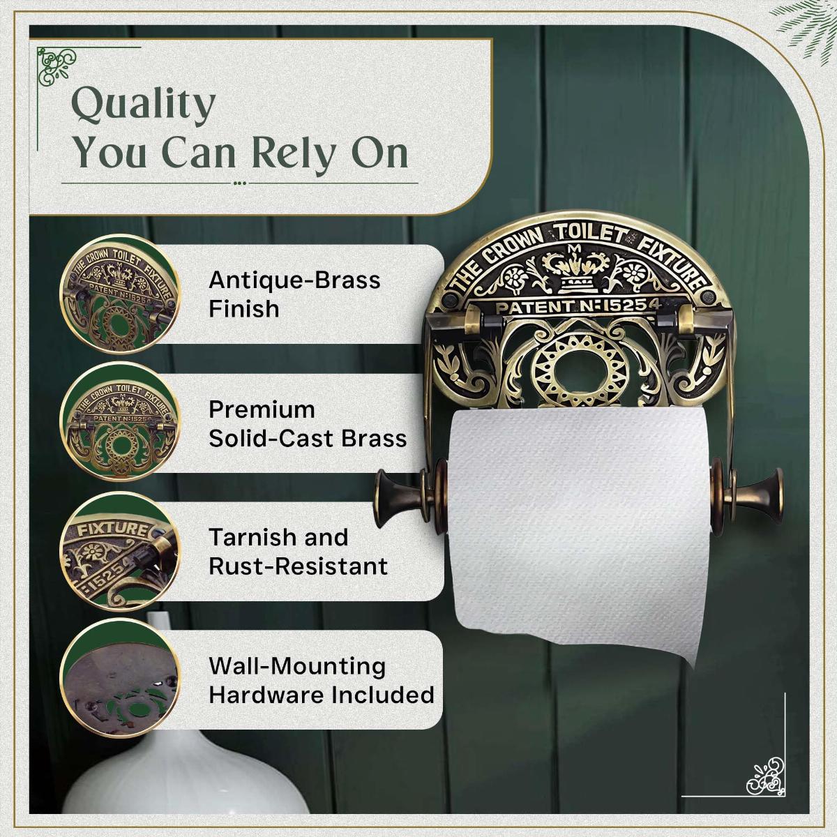 Brass Toilet Paper Holder Wall Mount Bathroom Tissue Holder image-3