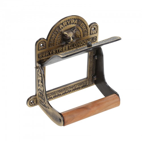 Antique Brass Toilet Paper Holder 'Sanitary Paper Co.' image-11