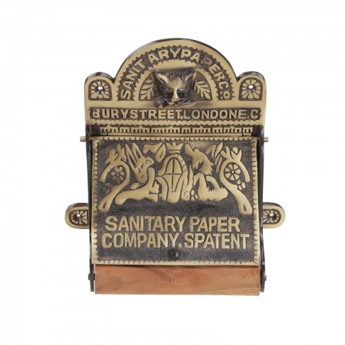 Antique Brass Toilet Paper Holder 'Sanitary Paper Co.' image-13