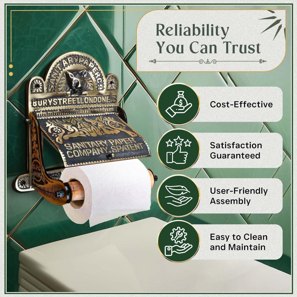 Antique Brass Toilet Paper Holder 'Sanitary Paper Co.' image-5