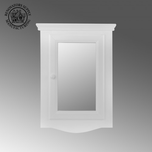 Bethpage Corner 20-1/8 in. W x 27-1/8 in. H Surface Wall Mount Wooden Medicine Cabinet in White with Mirror image-8