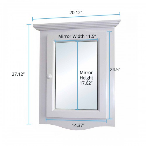 Bethpage Corner 20-1/8 in. W x 27-1/8 in. H Surface Wall Mount Wooden Medicine Cabinet in White with Mirror image-14