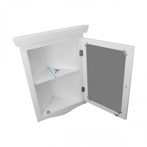 Bethpage Corner 20-1/8 in. W x 27-1/8 in. H Surface Wall Mount Wooden Medicine Cabinet in White with Mirror image-15