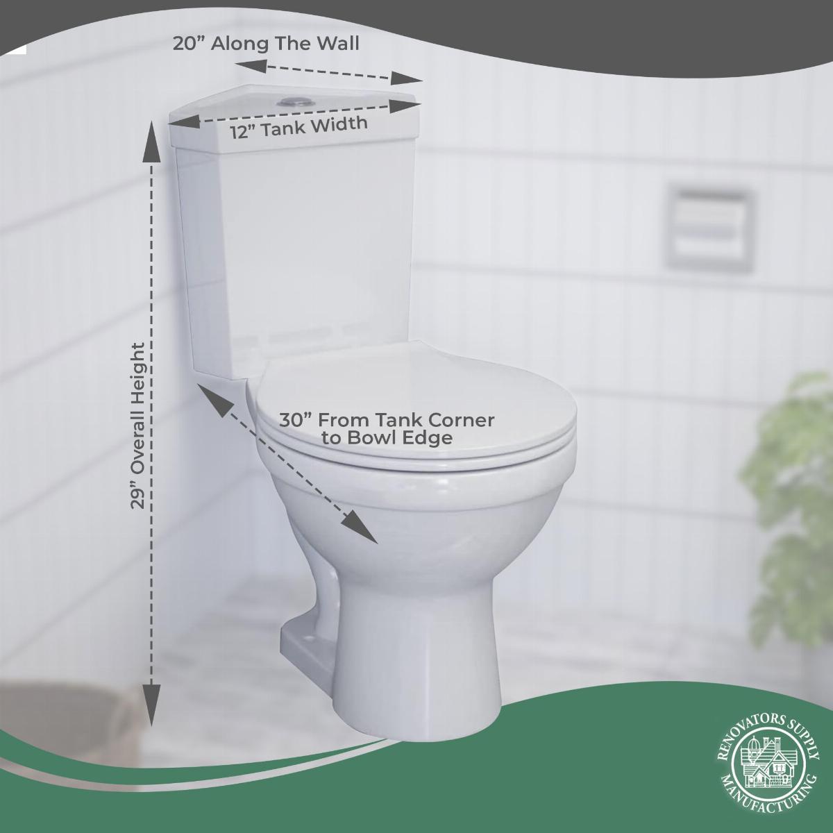 Troyt Corner Toilet - White 2-Piece Modern Toilet 0.8 GPF/1.6 GPF WaterSense Dual Flush Round Bowl with Slow Close Seat image-5