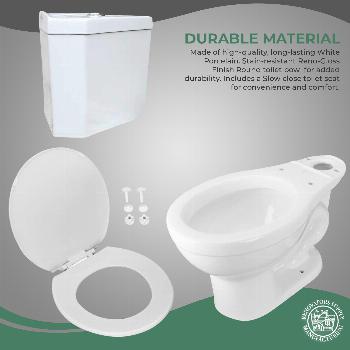Troyt Corner Toilet - White 2-Piece Modern Toilet 0.8 GPF/1.6 GPF WaterSense Dual Flush Round Bowl with Slow Close Seat image-5