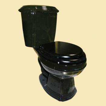 Black Sheffield 2-Piece 0.8 GPF/1.6 GPF WaterSense Dual Flush Round Bathroom Toilet image-2