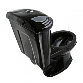Black Sheffield 2-Piece 0.8 GPF/1.6 GPF WaterSense Dual Flush Round Bathroom Toilet image-8