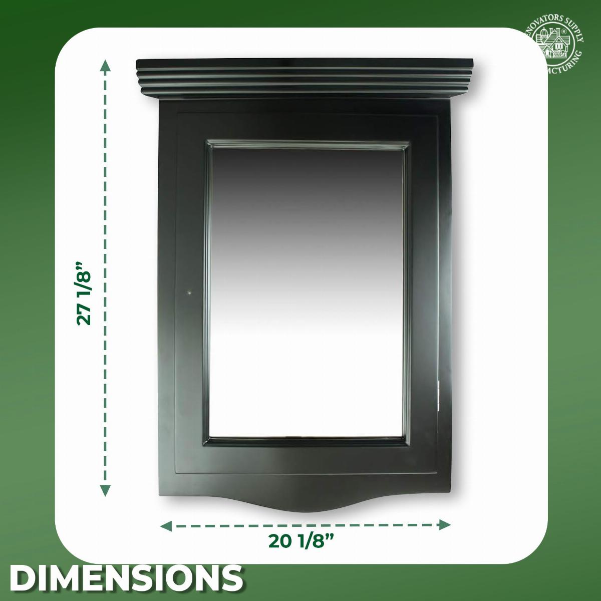 Black Solid Wood Bathroom Corner Medicine Cabinet With Mirror image-4
