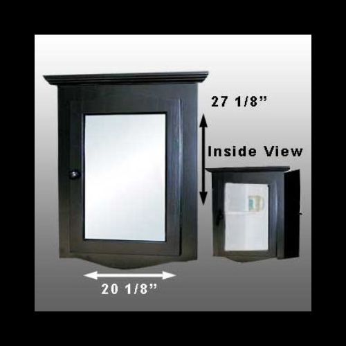 Black Solid Wood Bathroom Corner Medicine Cabinet With Mirror image-18