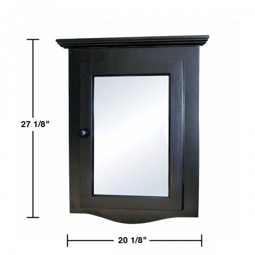 Black Solid Wood Bathroom Corner Medicine Cabinet With Mirror image-19