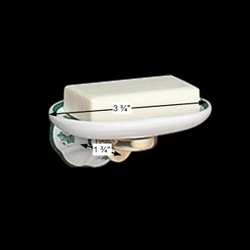 Vintage Wall Mount Soap Dish White/Green Ivy Porcelain Tray image-5