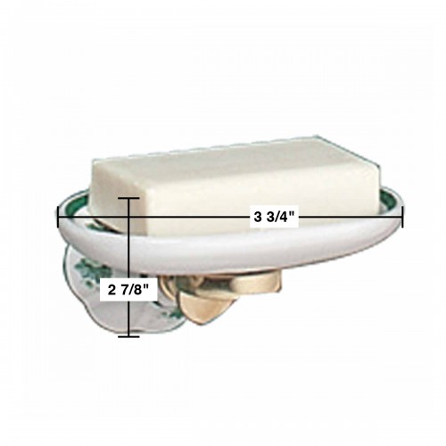 Vintage Wall Mount Soap Dish White/Green Ivy Porcelain Tray image-6