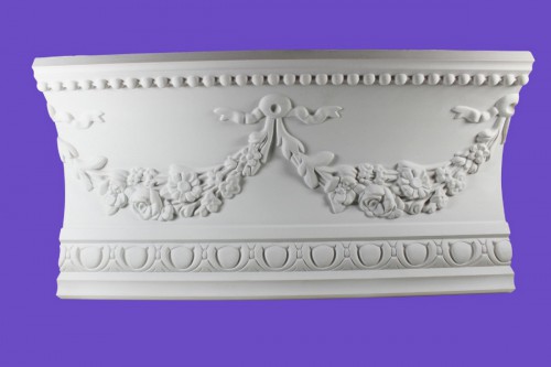 Ornate Cornice White Urethane  75 3/4" L  Floral Bunting image-2