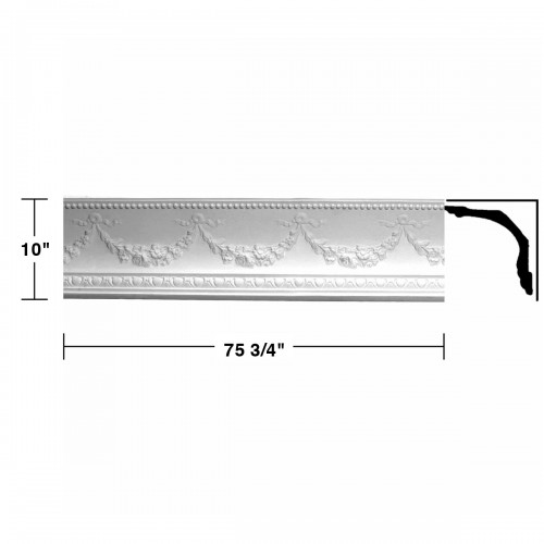 Ornate Cornice White Urethane  75 3/4" L  Floral Bunting image-9
