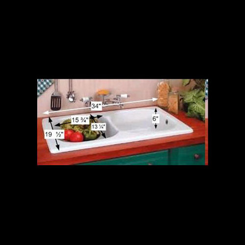 Kitchen Farmhouse Drop-In Counter Sink Porcelain Double Bowl image-3