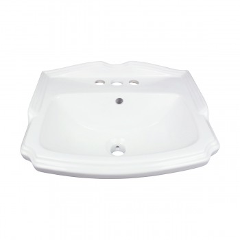 Cloakroom 19 inch Pedestal Bathroom Sink in White with Overflow image-8