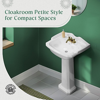 Cloakroom 19 inch Pedestal Bathroom Sink in White with Overflow image-5