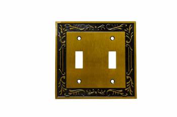 Victorian Switch Plate Double Toggle Wall Antique Solid Brass 