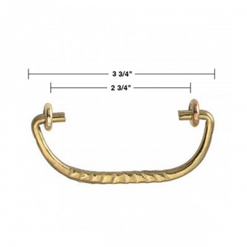Victorian Brass Cabinet Bail Pull 3 3/4" L Ribbed with 2 Eyebolts and 2 Nuts image-8