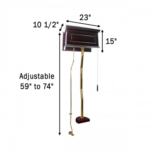 Dark Oak High Tank Pull Chain Toilet Conversion Kit Brass image-7