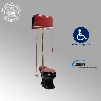 Cherry High Tank Z-Pipe Toilet Elongated Black Bowl image-2